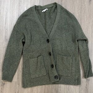 Olive Green Women's Cardigan Sweater